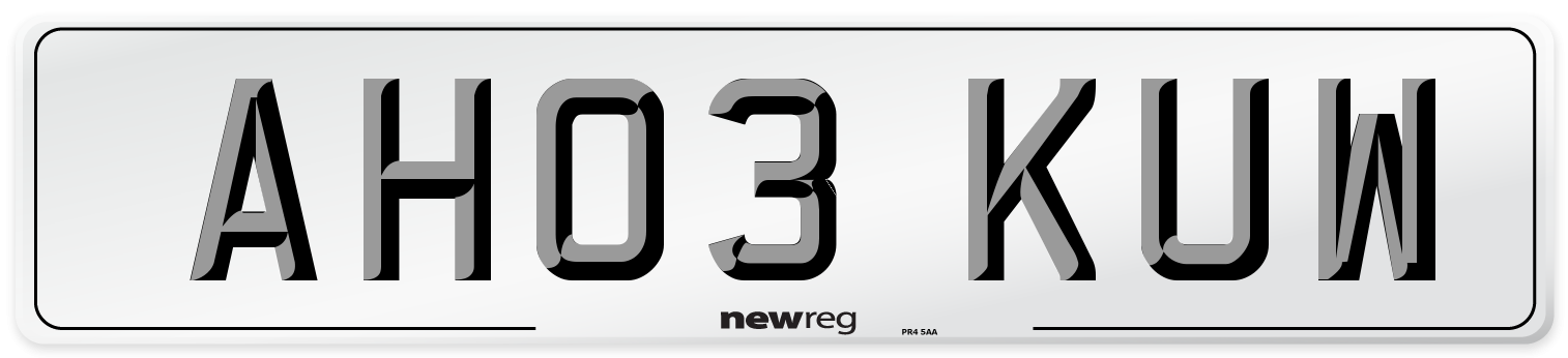 AH03 KUW Number Plate from New Reg